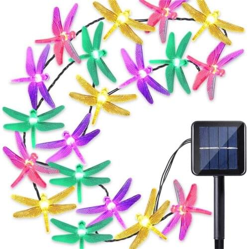 New 30 leds 6m Dragonfly Fairy Solar Lamp Christmas Solar String Lights Garden Light Outdoor Home Party Holiday Lighting Decor