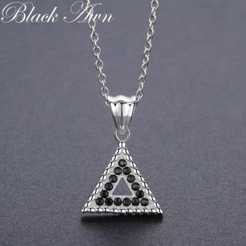 New Arrive Classic 925 Sterling Silver Fine Jewelry Trendy Triangle Engagement necklaces & pendants for Women P194