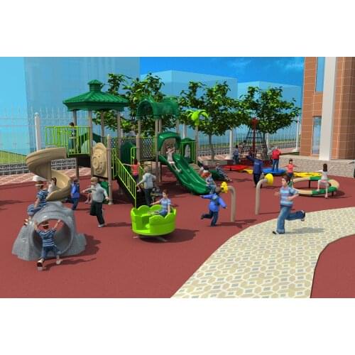 CE/TUV/SGS school outdoor rubber floor playground equipment park plastic slide amusement structrue YLW-OUT171091