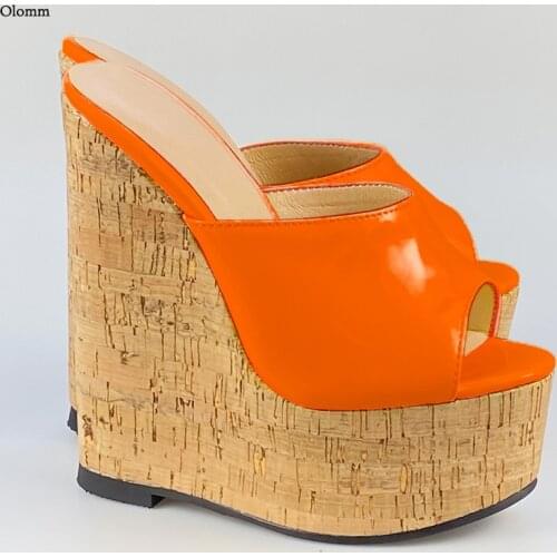 Olomm 2021 Colorful Women Summer Platform Mules Sandals Sexy Wedges High Heel Open Toe Pretty 10 Colors Party Shoes US Size 5-20