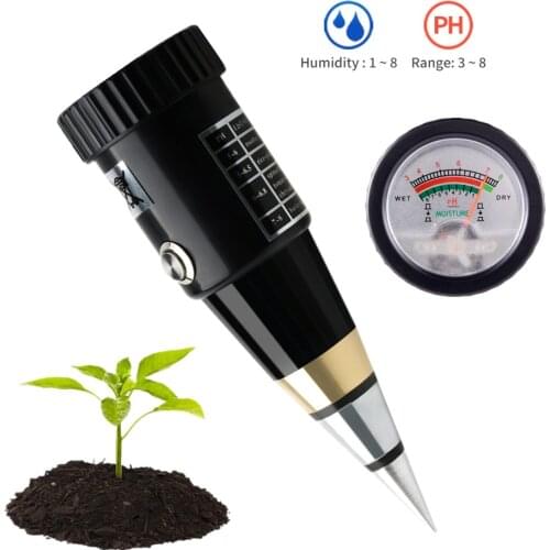 Soil PH&Moisture Meter pH 3-8 Soil Temperature Humidity Sensor Testing Tool Flower Meter For Garden Soil 30% OFF