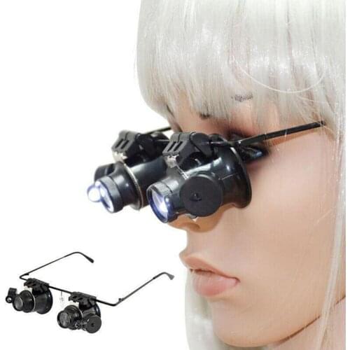 Headband Glasses Magnifier With LED Light Repair Metal Watchmaker Magnifier Jewelry Loupe Glass Lens Magnifier Crafts Optic