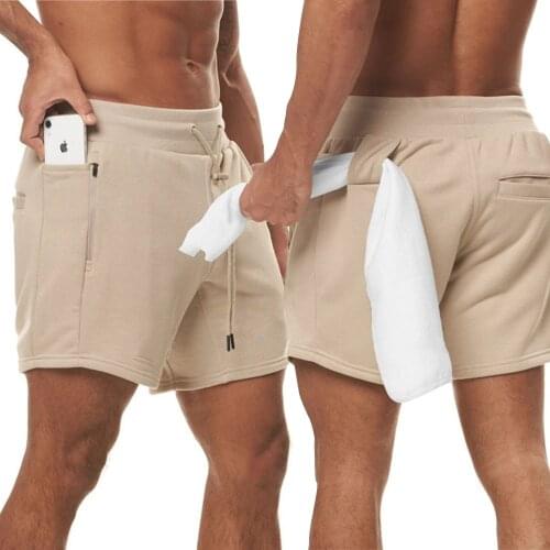 New High Quality Cotton Sweat Breathable Running Short Pockets Leisure Shorts Sport Shorts Built-in Pockets Hips Zipper Pockets