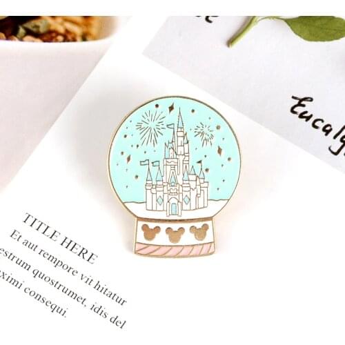 Fairytale Castle Crystal ball Enamel pin Children Brooch Backpack Clothes Lapel Pins Button Jewelry Gift for Kids Friends
