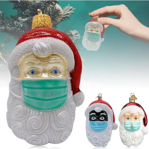 Discount! 2020 Christmas Decorations Santa Claus Wearing a Face Cover Ornament Home Christmas Tree Decor 50P