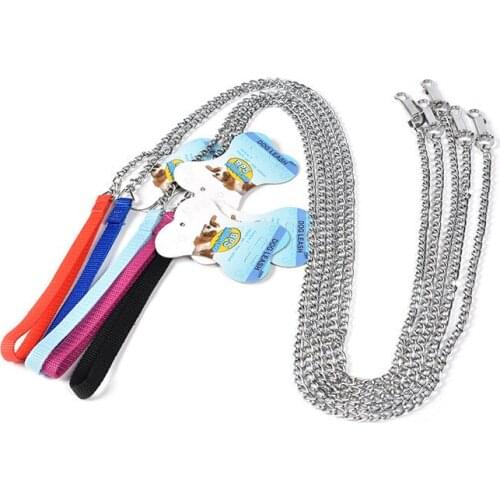 Pet Dog Stainless Steel Twisted Chain Leash Foam Handle Iron Chain Medium Large Dogs Walk Dog Traction Rope Durable Pet Supplies