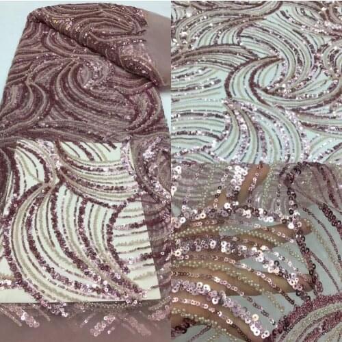 Hand Beaded and Sequins SYJ-6186812 High Quality Tulle Lace Fabric Luxury Embroidery Nigeria Lace Fabric For Wedding Dress