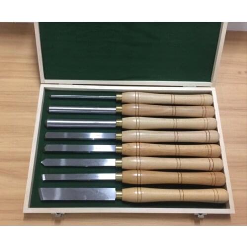 High-speed steel turning tool high-grade 8PCS beech wood handle woodworking tool round knife engraving chisel