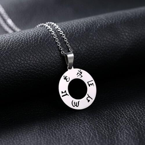 SONYA Stainless Stee Jewelry Six Word Om Mani Padme Hum S Round Pendant Necklace For Men/Women Buddhism Bijoux Jewelry Femme
