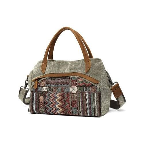 Women canvas casual top-handle bag for female large capacity one shouder satchel crossbody bag