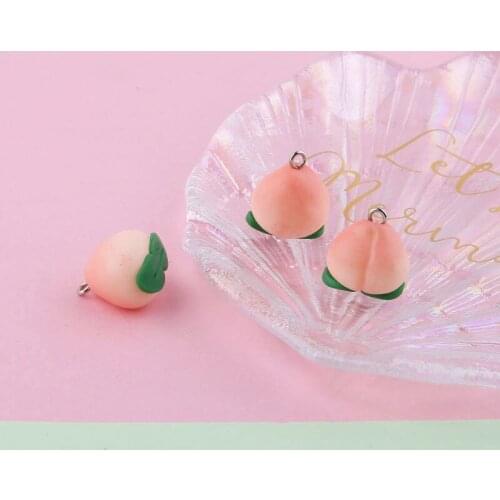 10pcs/lot DIY Jewelry Accessory Soft Ceramic Pink Peach Charms Cute Fruit Peach Resin Pendants Girls Bracelet Earring Floating