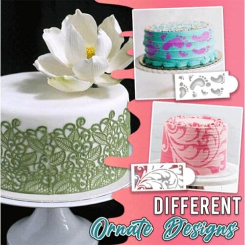 10Pcs Cake Stencil Eco-friendly Lace Pattern Durable Plastic Smooth Durable Decorating Tools Baking Decoration Mold