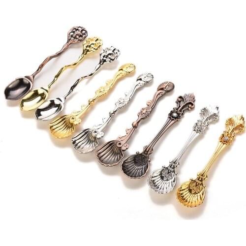 2pcs! Romantic Palace Style Coffee Spoon theelepeltjes for dessert Tea Ice Cream Kitchen Dining & Bar Nostalgic tableware