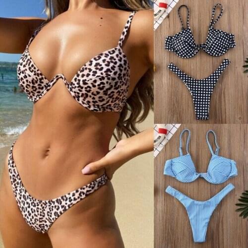 2PCS Womens Padded Push-up Bra Bikini Swimsuit Bathing Swimwear Beachwear Summer