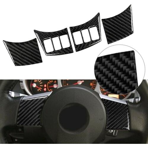 4Pcs Car Steering Wheel Panel Cover Sticker Trim For Nissan 350Z 2006 2007 2008 2009 Carbon Fiber ABS Car Sticker