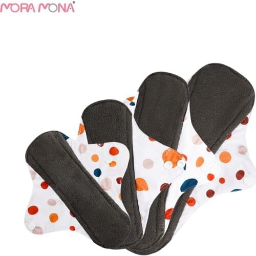 Mora Mona 4PCS Women Sanitary Napkin Cloth Reusable Sanitary Pads Heavy Sanitary Washable Pads Bamboo Towel Mestrual Pads