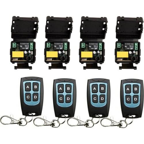AC 220 V 1 channel RF mini Wireless Remote Control 4 piece Receiver & 4 piece transmitter home intelligent power system