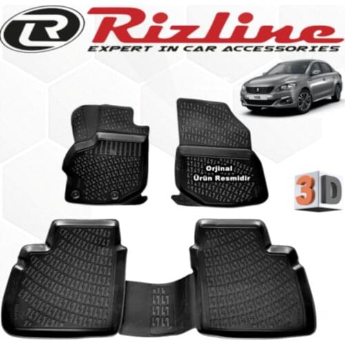 3D Car Floor Mat Black 4 cm Raised Borders For Peugeot 301 2012 - 2020 Perfect Fit Odorless Allergy Free Easy to Clean