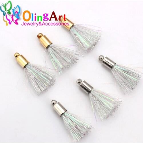 Free shipping 25MM 12pcs Dream colorful silver tassel Findings Charms Pendant Drop Earring DIY Graft Jewelry Making Olingart