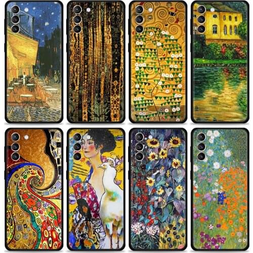 Smartphone Case For Samsung Galaxy S20 FE S21 Ultra S9 S10 Plus Lite S10e Back Cover Funda Bag Van Gogh Starry Night Klimt Kiss