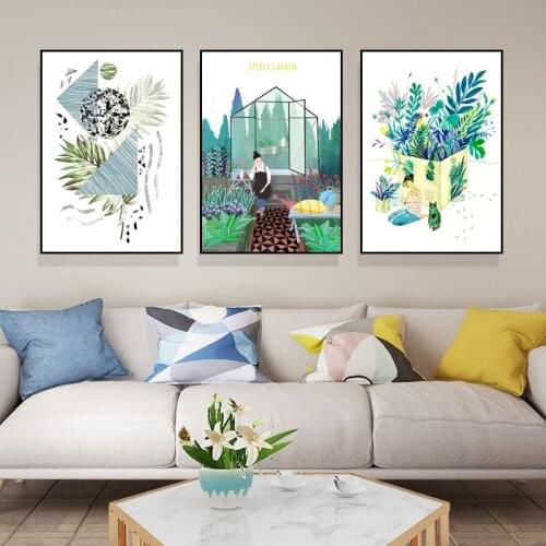 Nordic Style Living Room Decoration Painting Modern Minimalist Landscape Illustration Poster Sofa Background Wall Painting