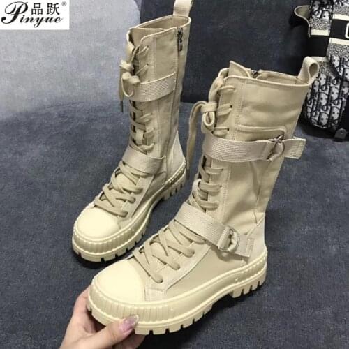 Spring and autumn high-top canvas shoes Martin boots womens shoes Paladin short boots Summer canvas high top motorcycle boots