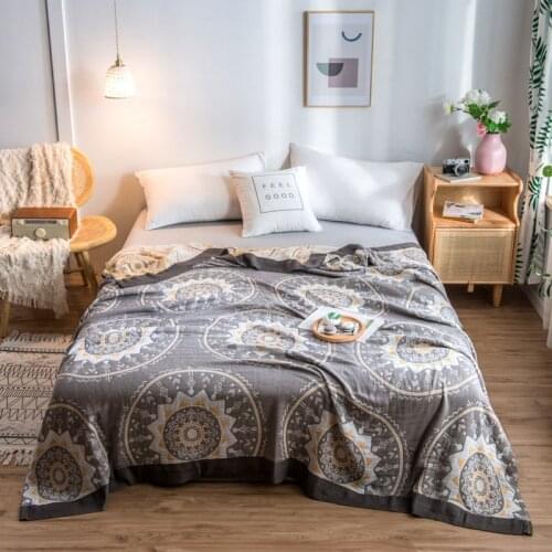 5 Layers Bamboo Cotton Gauze Towel Muslin Blanket Soft Throw Plaid For Adults On The Bed Sofa Plane Travel Bedspread 200*230cm