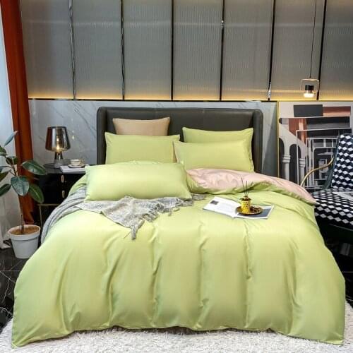 Solid Color Washed Silk Duvet Cover Skin Friendly Modern Double Sided Summer Bedding Set With Pillowcases Sheet Simple Bedspread