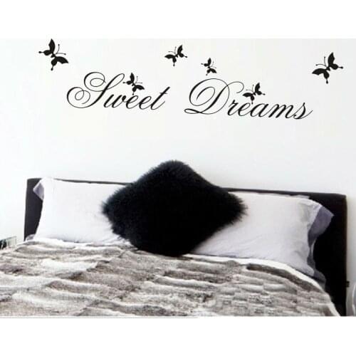 Creative black sweet dreams quotes wall stickers home decor lliving room diy wall decals printing pvc poster mural arts