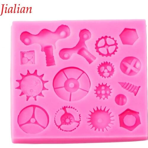Jialian Gears & gearwheel Fondant silicone moulds Chocolate Baking Tools for Cakes decoration FT-0576