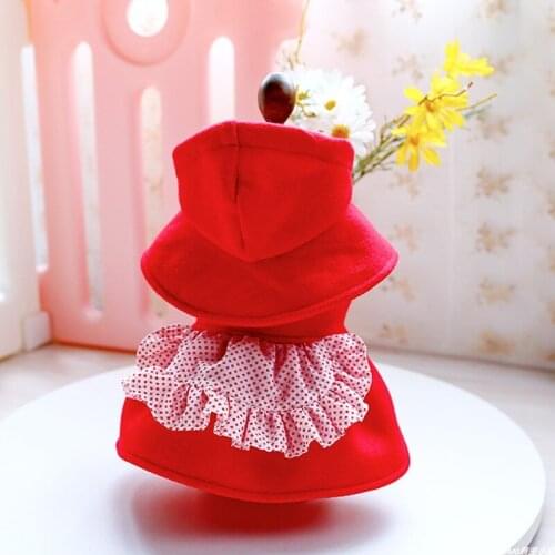 Cosplay Red Color Maid Pet Dresses For Small Dogs Winter Party Holiday Halloween Cat Hoodie Cute Female Clothing Supplies Goods