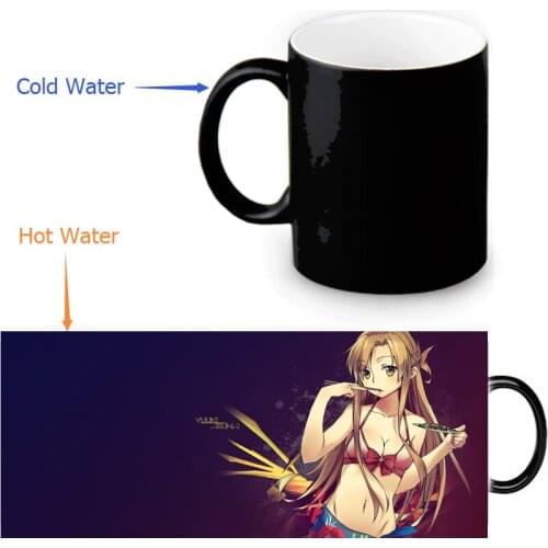 Sword Art Online Mugs Heat Changing Color Tea Mug Transforming Black Magic Coffee Mug For Friend Gift 350ml
