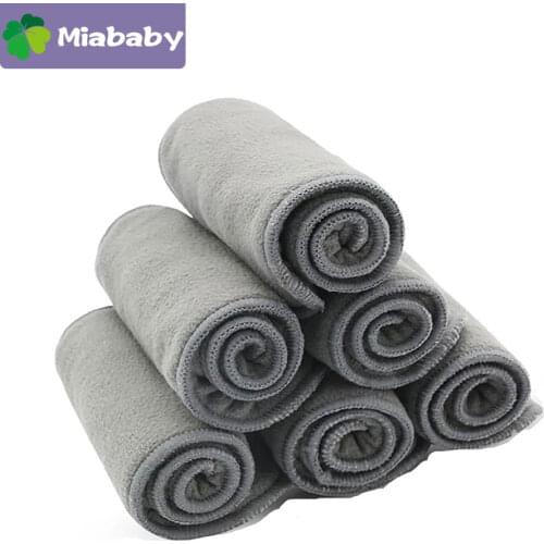 Miababy 10pcs Quality Baby Nappies Bamboo Charcoal Liner nappy diaper Insert 2+2layers bamboo charcoal For Baby Cloth Diaper