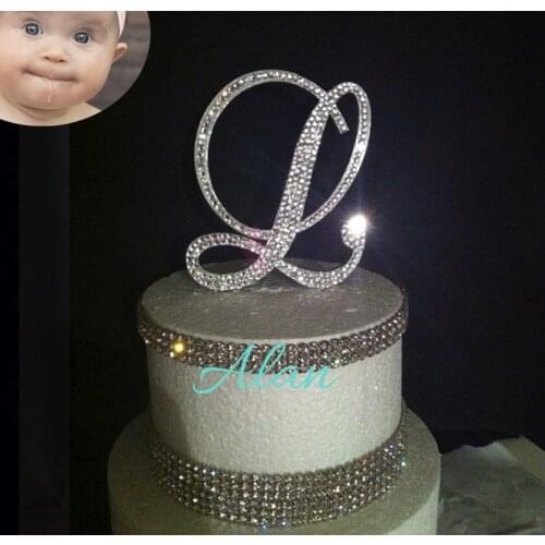 Monogram Wedding Cake Topper Crystal Initial Any Letter A B C D E F G H I J K L M N O P Q R S T U V W X Y Z