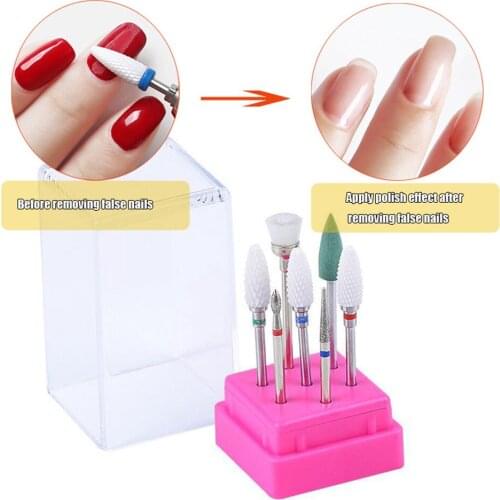 7PCS Ceramic Nail File Drill Set for Manicure 3 / 32 " Electric Pedicure Machine Milling Cutter