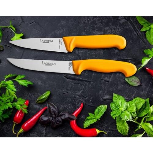 Lazbisa Kitchen Knife Set Meat Vegetable Fruit Bread Knife Chef 2 Pcs Gold Series Набор кухонных ножей