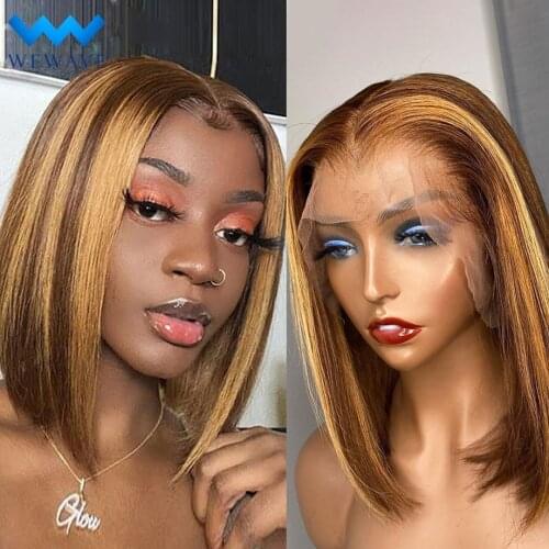 Highlight Wig Bob Wig Lace Front Human Hair Wigs For Women Brazilian Hd Frontal Pre Plucked Ombre Straight Bob Wig Humain Hair