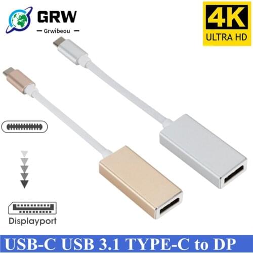 USB-C USB 3.1 TYPE-C to DP Display Port Converter Cable Hub 10Gbps 4K 30HZ 1080P 60HZ Video AV Cord Adapter for Macbook Air 12