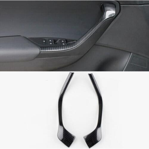 Fit For Skoda Kodiaq 2017-2018 Carbon Fiber style Car Door Armrest Handrail Cover Trim 2pcs