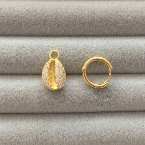UMGODLY 1 Piece Yellow Gold Color Mono Conch Shell Fishbone Seahorse Earring Pave Zircon Eye Women Fashion Jewelry