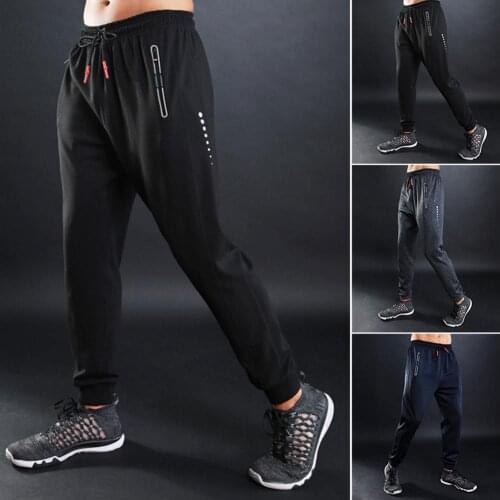 Sports Pants Mens Running Pants With Zipper Pockets Ankle Tie Drawstring Breathable Gym Exercise Fitness Long Pants Sweatpants