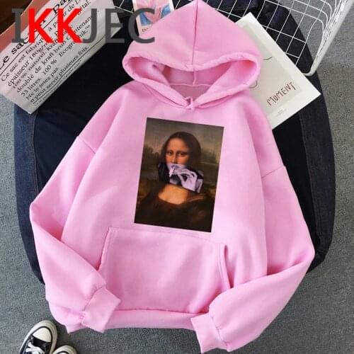 Mona Lisa hoodies female Oversized hip hop streetwear 2020 femme sweatshirts printed y2k aesthetic