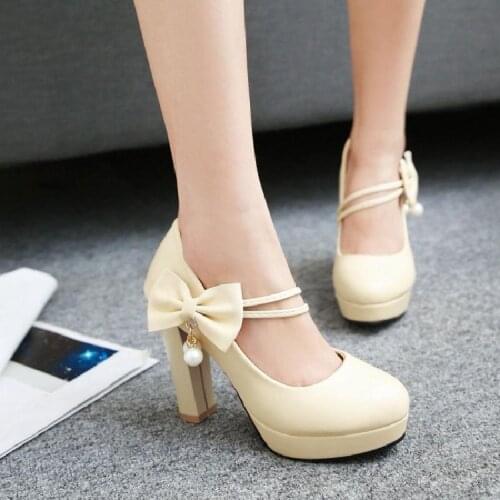 Sweet Lolita Shoes Vintage Round Head Thick Bottom Women Shoes Cute Bowknot Bandage Kawaii Shoes Loli Cosplay Kawaii Girl Cos