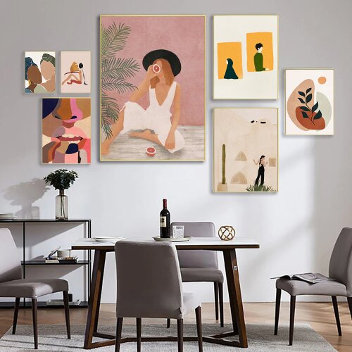 Abstract Feature Plant Vintage Nordic Posters and Prints Wall Art Canvas Painting Wall Pictures for Living Room Decor