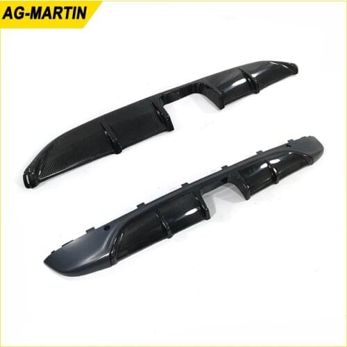 High polish real carbon fiber mid emission pipes auto rear bumper lip cover car rear boot diffuser for Smart Fortwo 2009-2015