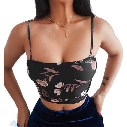 Women Sexy Floral Print Camisole Tops Ladies Sleeveless Slim Fit Skinny Tank Top Holiday Summer Casual Crop Top Streetwear