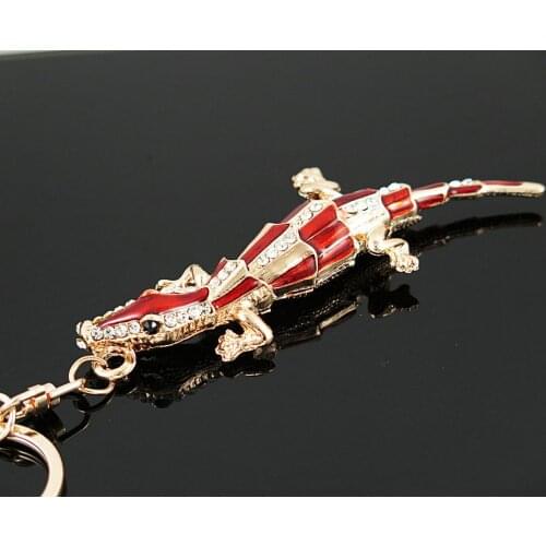 Beautiful Charm Crocodile Keychain Exquisite Rhinestone Car Keyring Crystal Key Chains Ring Holder Women Bag Jewelry Gift