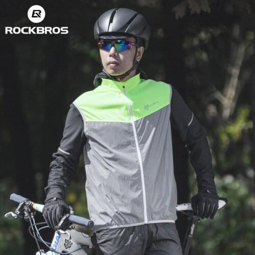 ROCKBROS Cycling Bike Bicycle Reflective Outdoor Vest Running Safety Jersey Sleeveless Breathable Vest Night Walking Vest Coat
