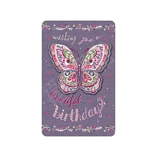 Retro Sign Painted Butterfly Happy Birthday Vintage Metal Tin Sign - Home Decor Bar Man Cave Garage Decor Restaurant Decor