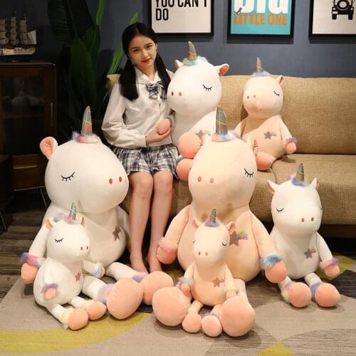 1pc 70cm Lovely Sitting Unicorn Plush Toy Stuffed Soft Cartoon Unicorn Pillow Doll For Baby Girls Kawaii Birthday Present